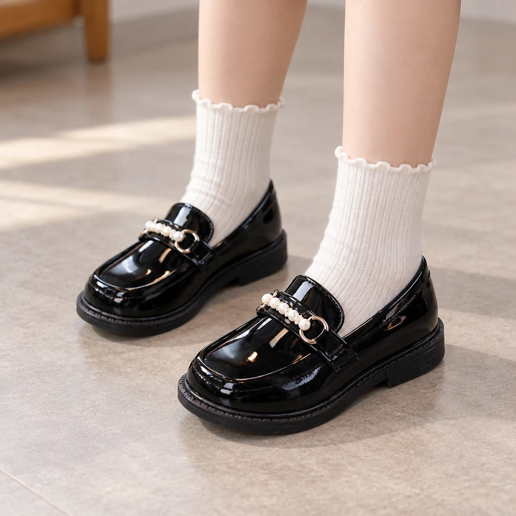 2025年春秋季新款女童软底皮鞋英伦风小女孩皮鞋儿童黑皮鞋演出鞋 — 817黑色