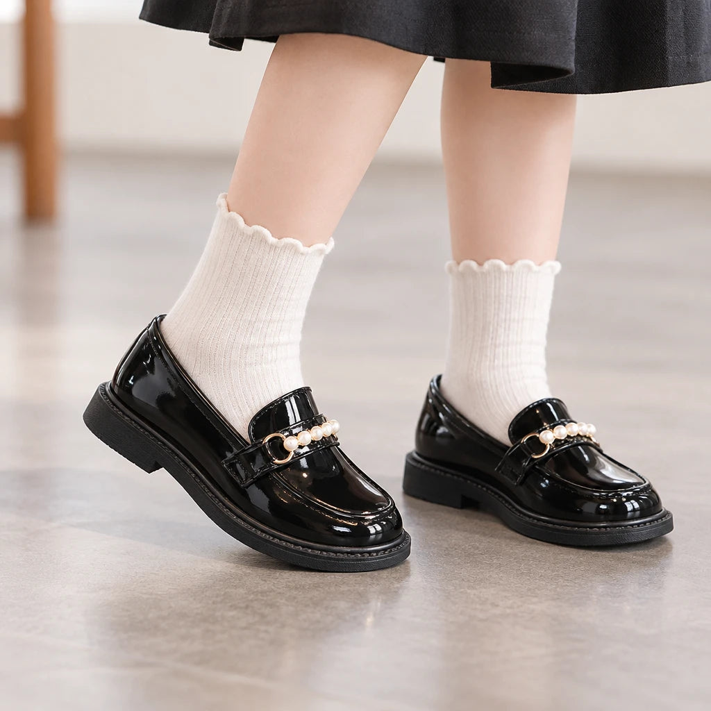 2025年春秋季新款女童软底皮鞋英伦风小女孩皮鞋儿童黑皮鞋演出鞋 — 817黑色