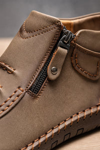 Botines De Cuero Con Cremallera