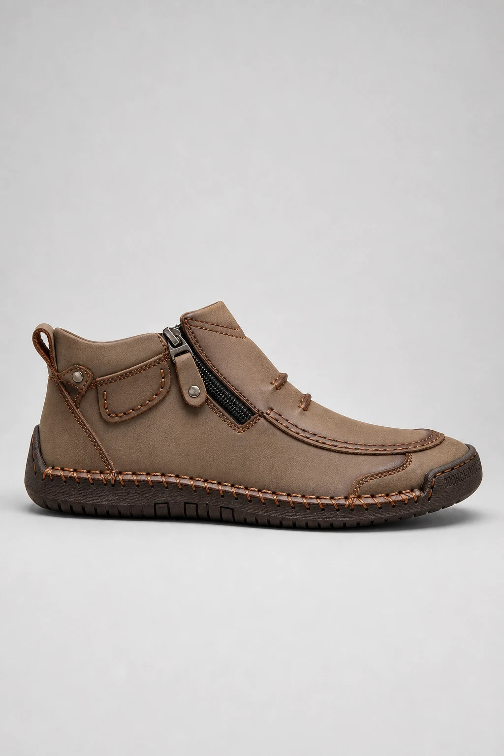 Botines De Cuero Con Cremallera