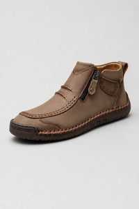 Botines De Cuero Con Cremallera