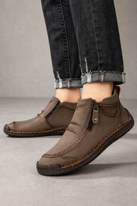 Botines De Cuero Con Cremallera