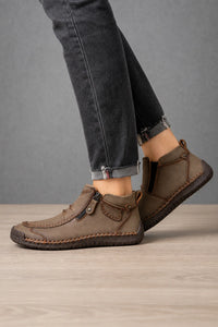 Botines De Cuero Con Cremallera