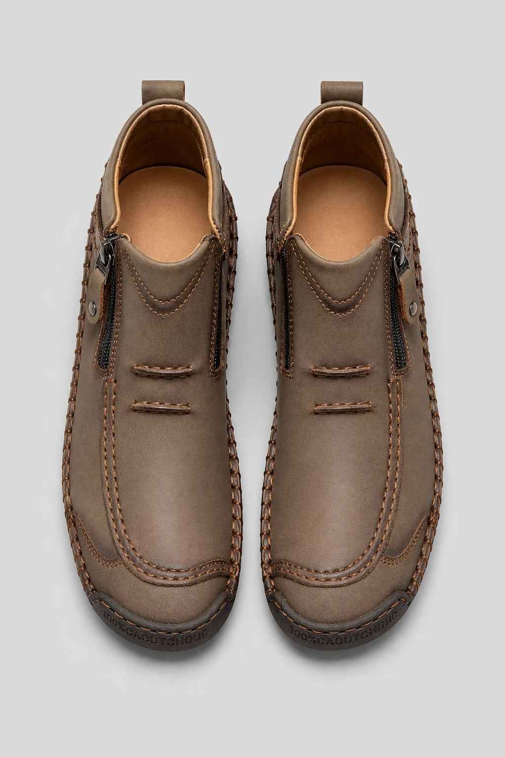 Botines De Cuero Con Cremallera