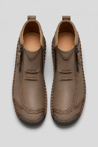 Botines De Cuero Con Cremallera