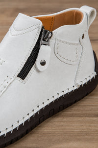 Botines De Primavera De Cuero Con Cremallera