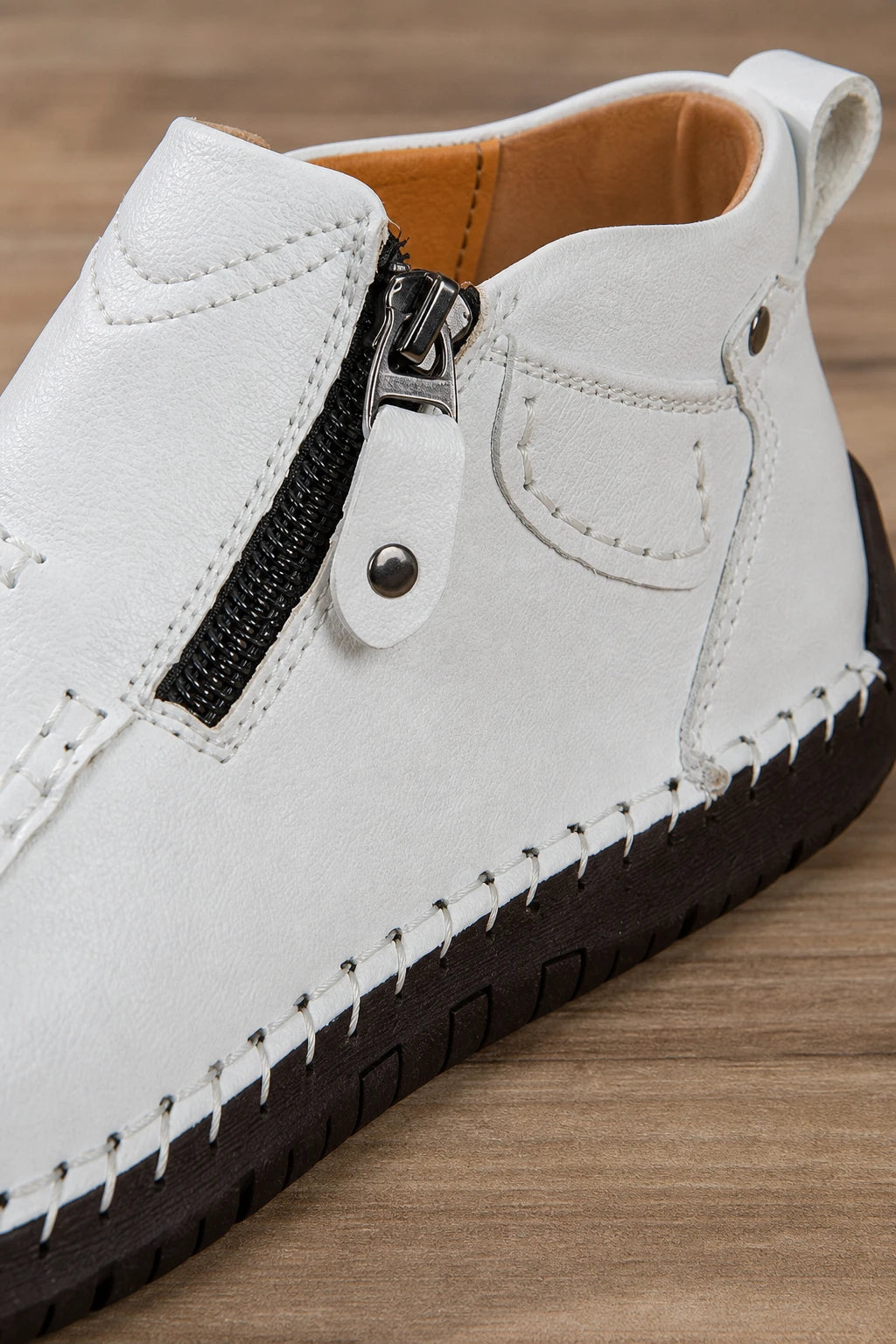 Botines De Primavera De Cuero Con Cremallera