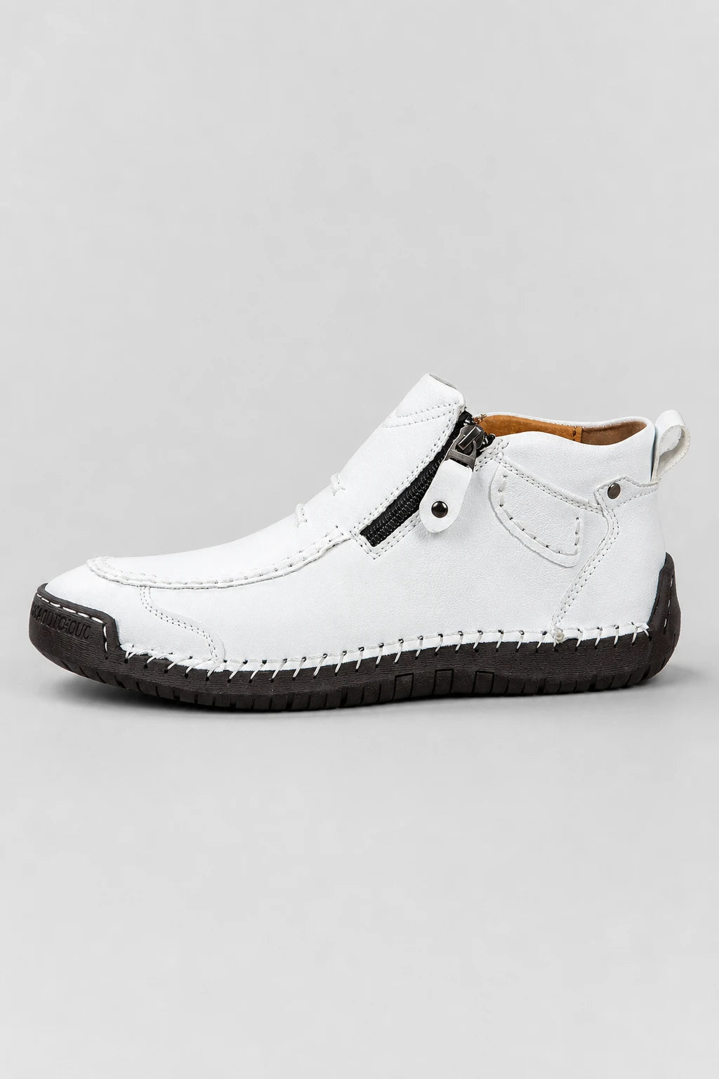 Botines De Primavera De Cuero Con Cremallera