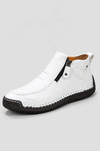 Botines De Primavera De Cuero Con Cremallera