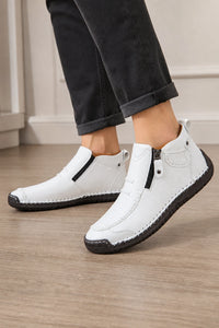 Botines De Primavera De Cuero Con Cremallera