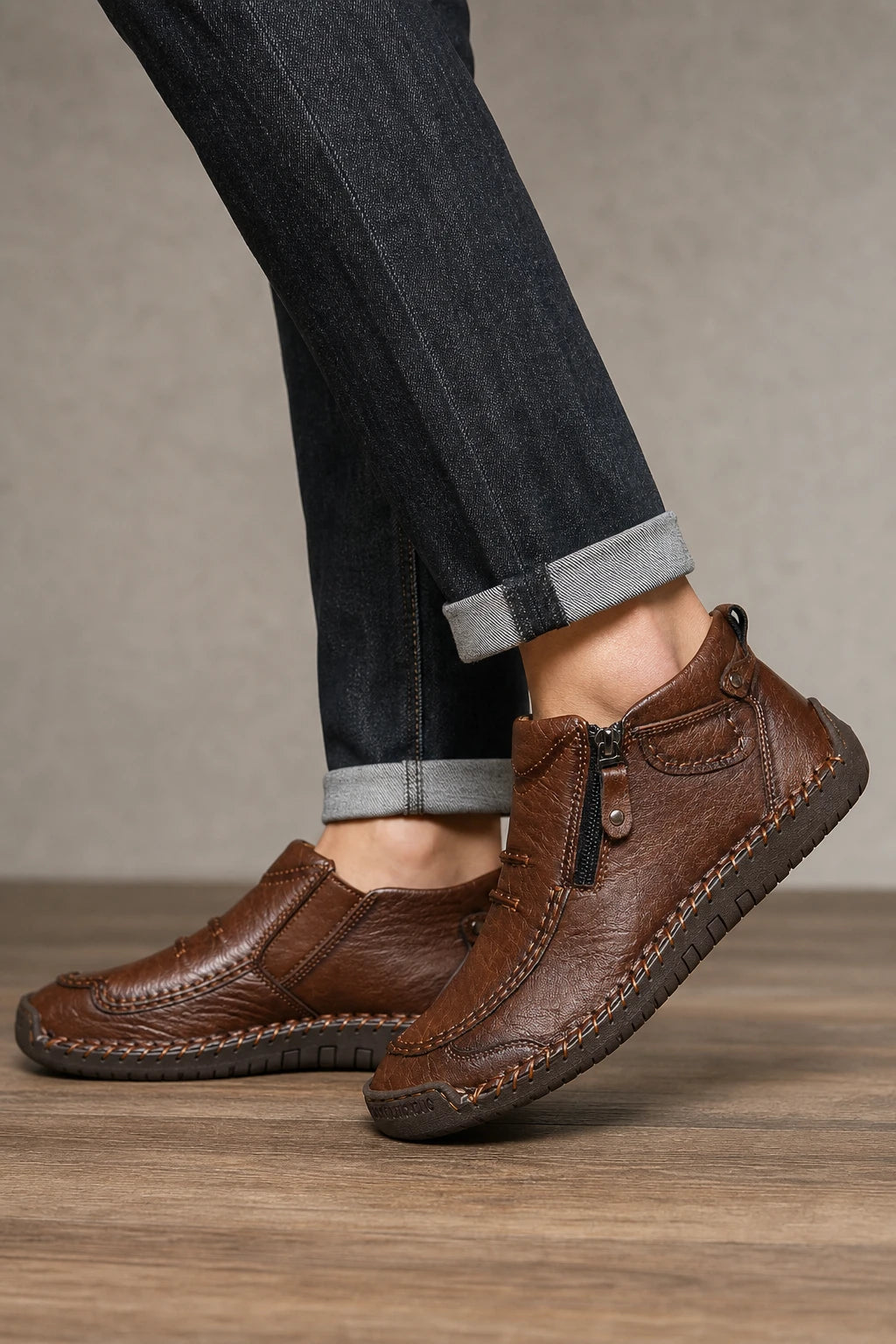 Botines Marrón De Cuero