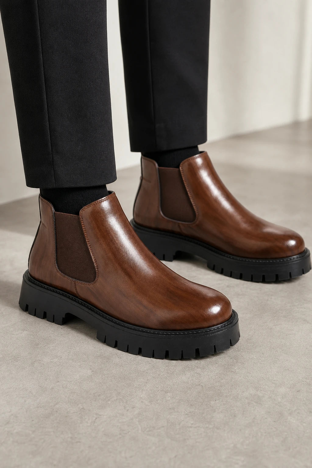 Botines Otoño Marrón De Cuero