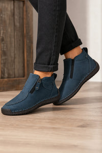 Botines PU Cuero Cremallera Lateral