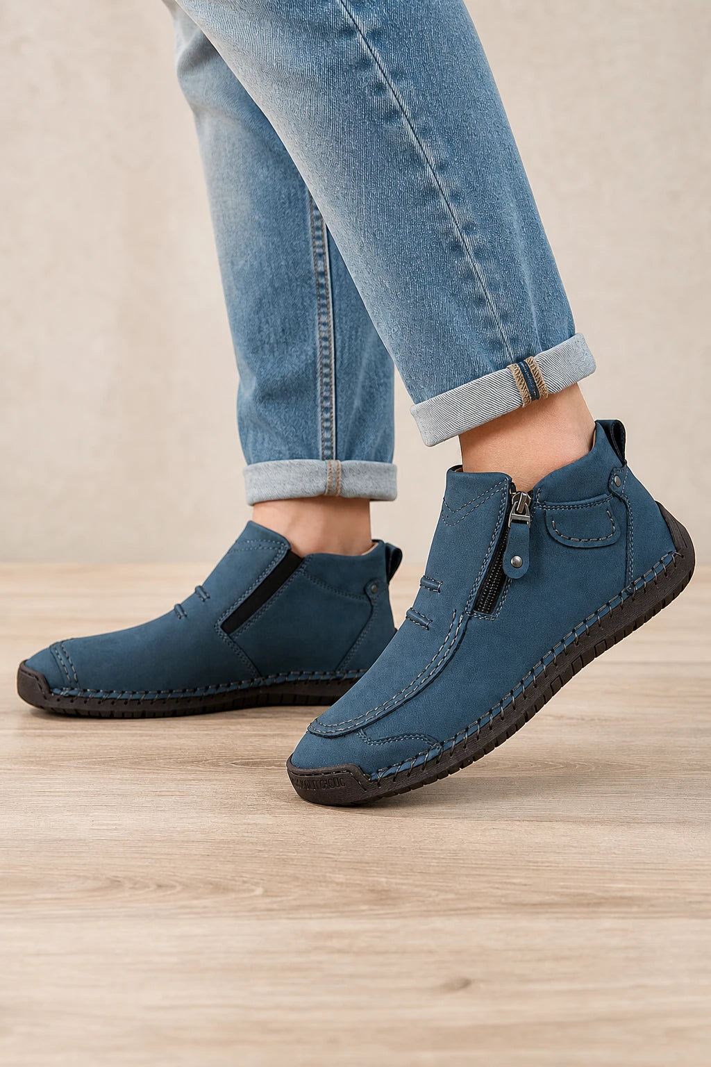 Botines PU Cuero Cremallera Lateral