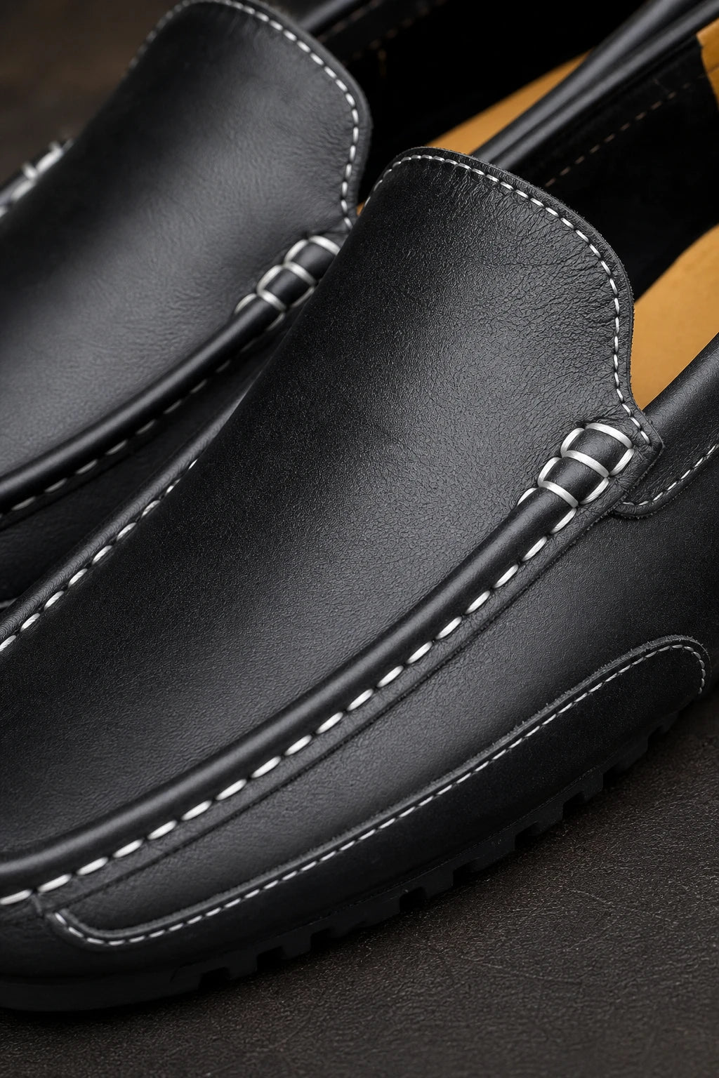 Castellanos Mocasines De Cuero Genuino Sin Cordones