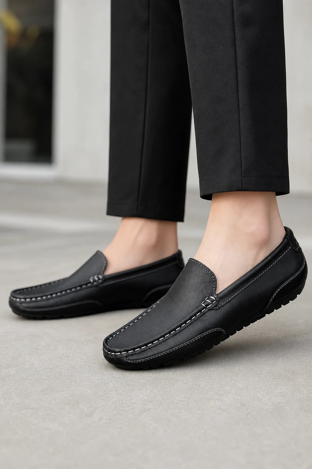 Castellanos Mocasines De Cuero Genuino Sin Cordones