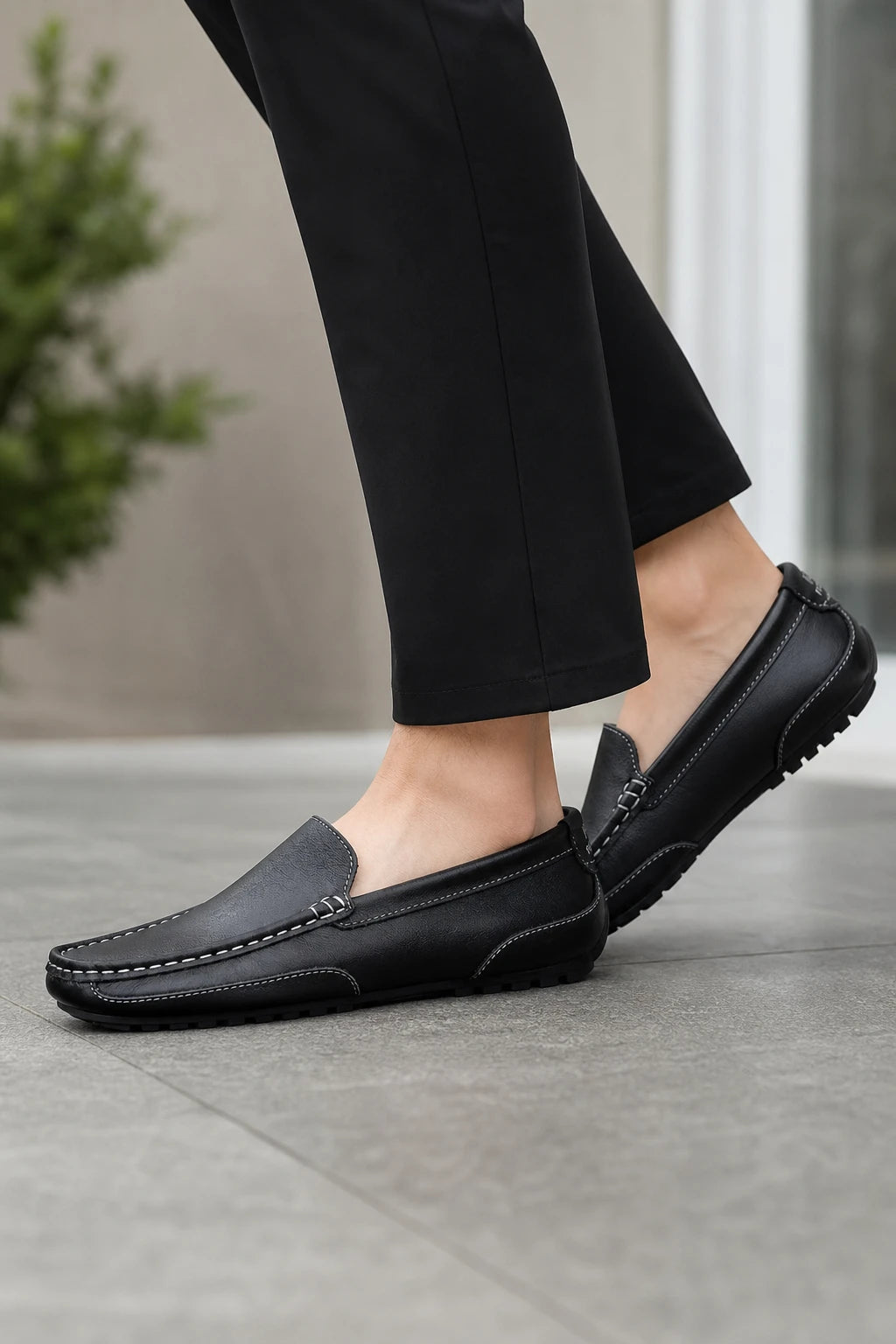 Castellanos Mocasines De Cuero Genuino Sin Cordones