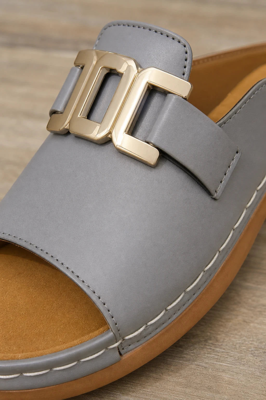 Chanclas Mujer Gris Punta Abierta
