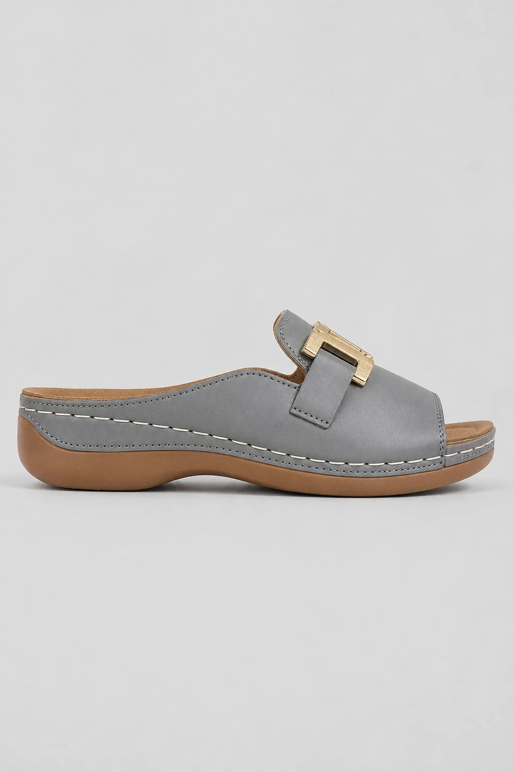 Chanclas Mujer Gris Punta Abierta