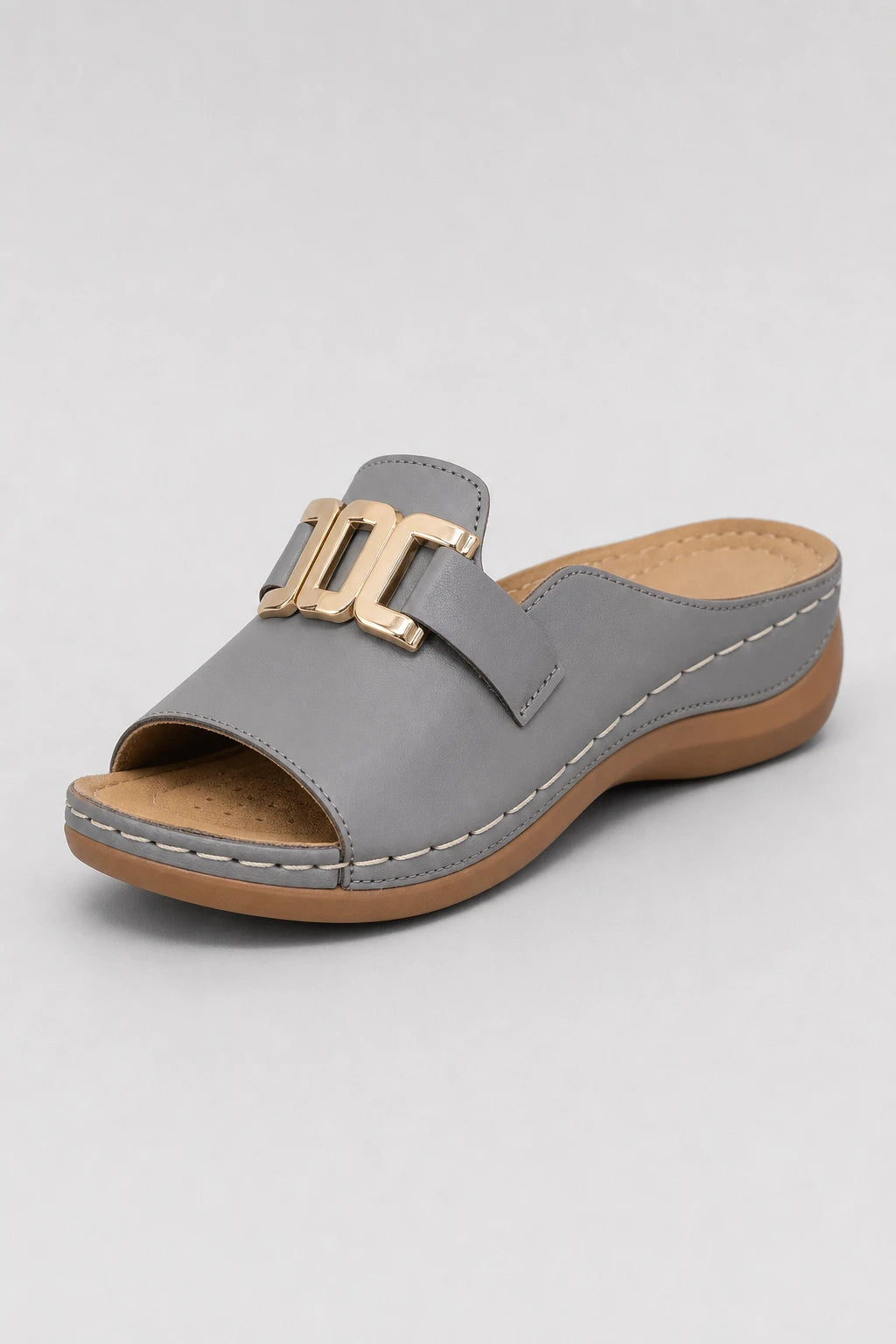 Chanclas Mujer Gris Punta Abierta