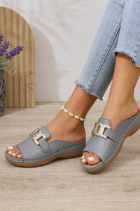 Chanclas Mujer Gris Punta Abierta