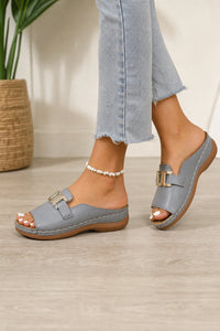 Chanclas Mujer Gris Punta Abierta