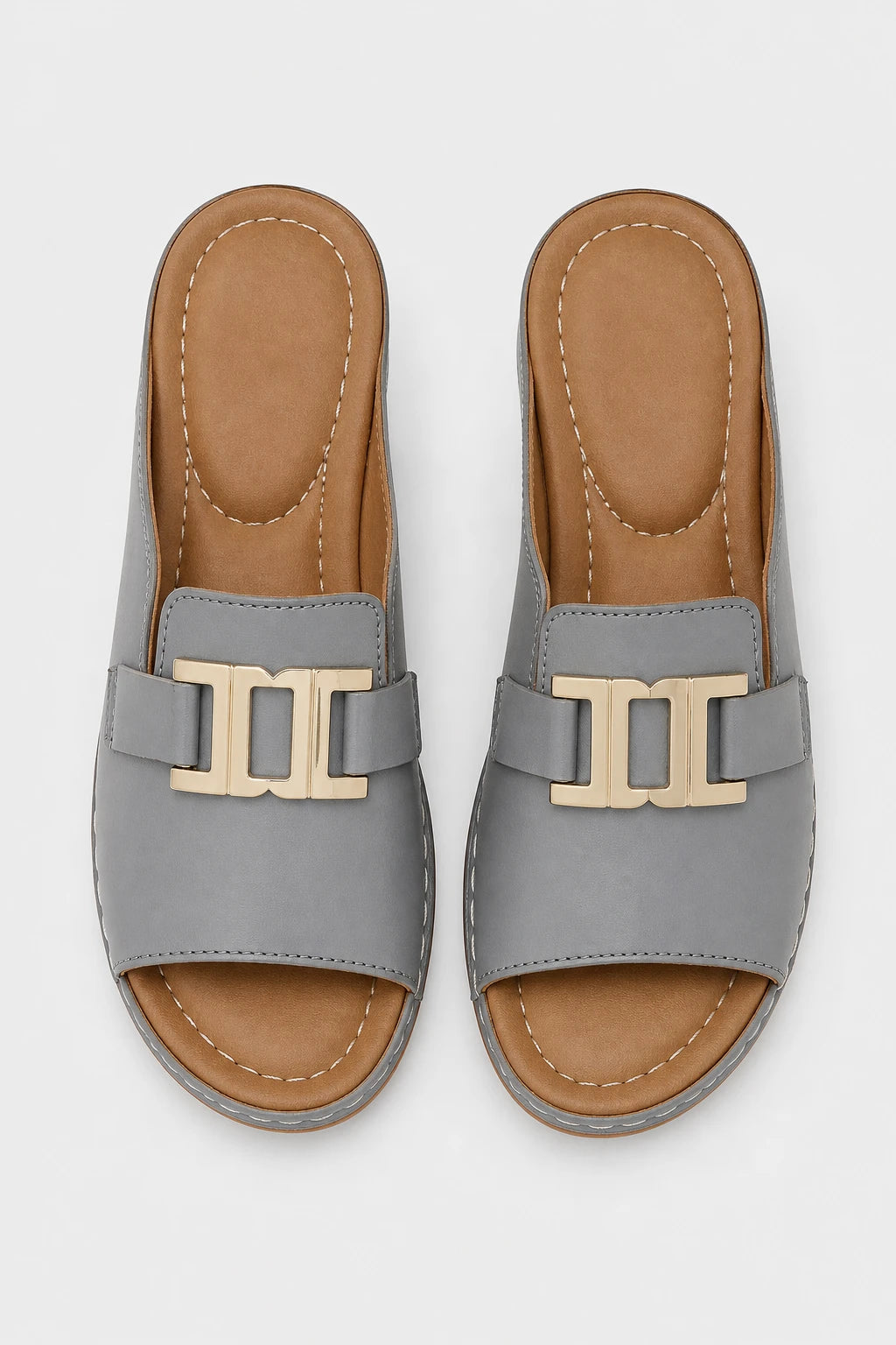 Chanclas Mujer Gris Punta Abierta
