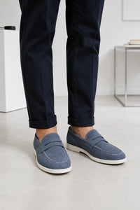 Mocasines Antelina Hombre De Gamuza Sintética Sin Cordones