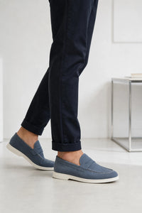 Mocasines Antelina Hombre De Gamuza Sintética Sin Cordones