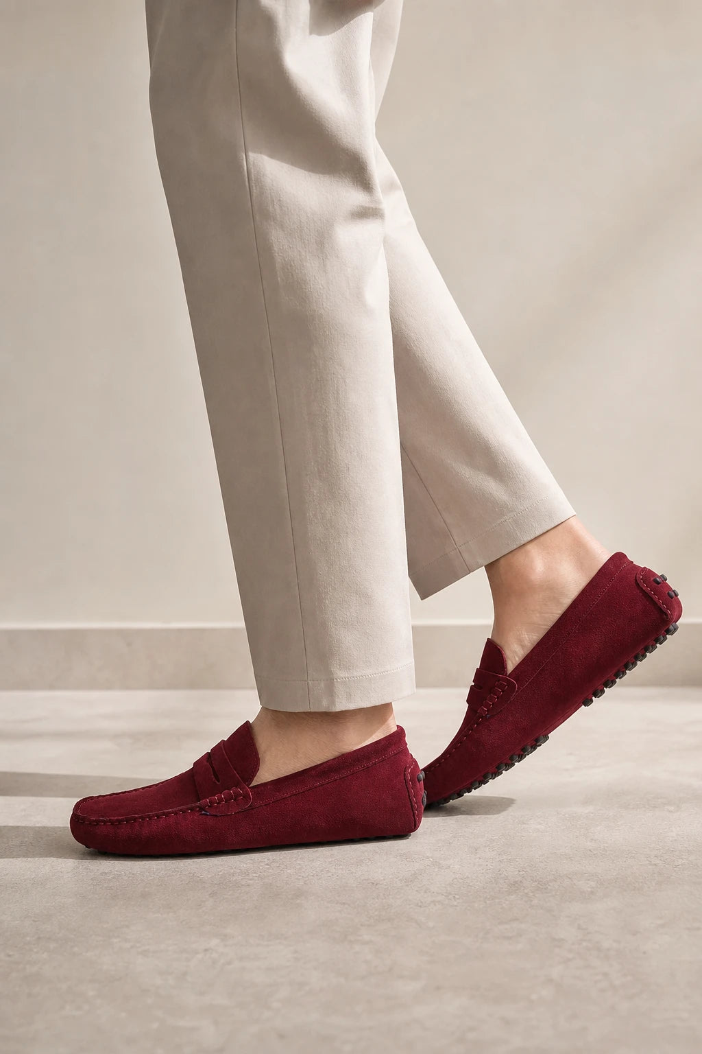 Mocasines Burdeos Hombre De Ante