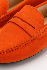 Mocasines Comodos Hombre Gamuza Naranja