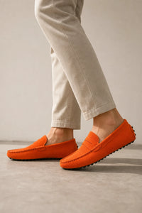 Mocasines Comodos Hombre Gamuza Naranja
