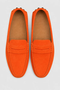 Mocasines Comodos Hombre Gamuza Naranja