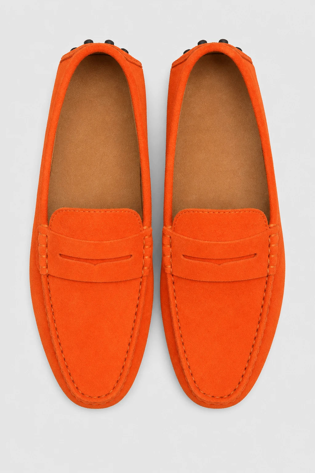 Mocasines Comodos Hombre Gamuza Naranja