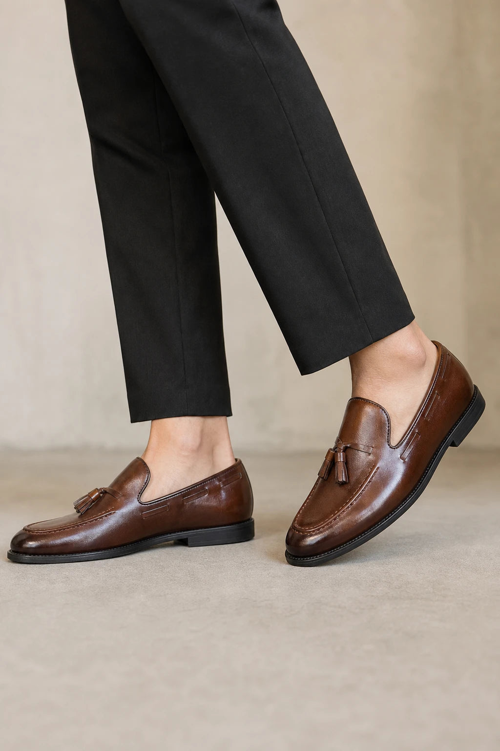 Mocasines Con Borlas Hombre Marrón