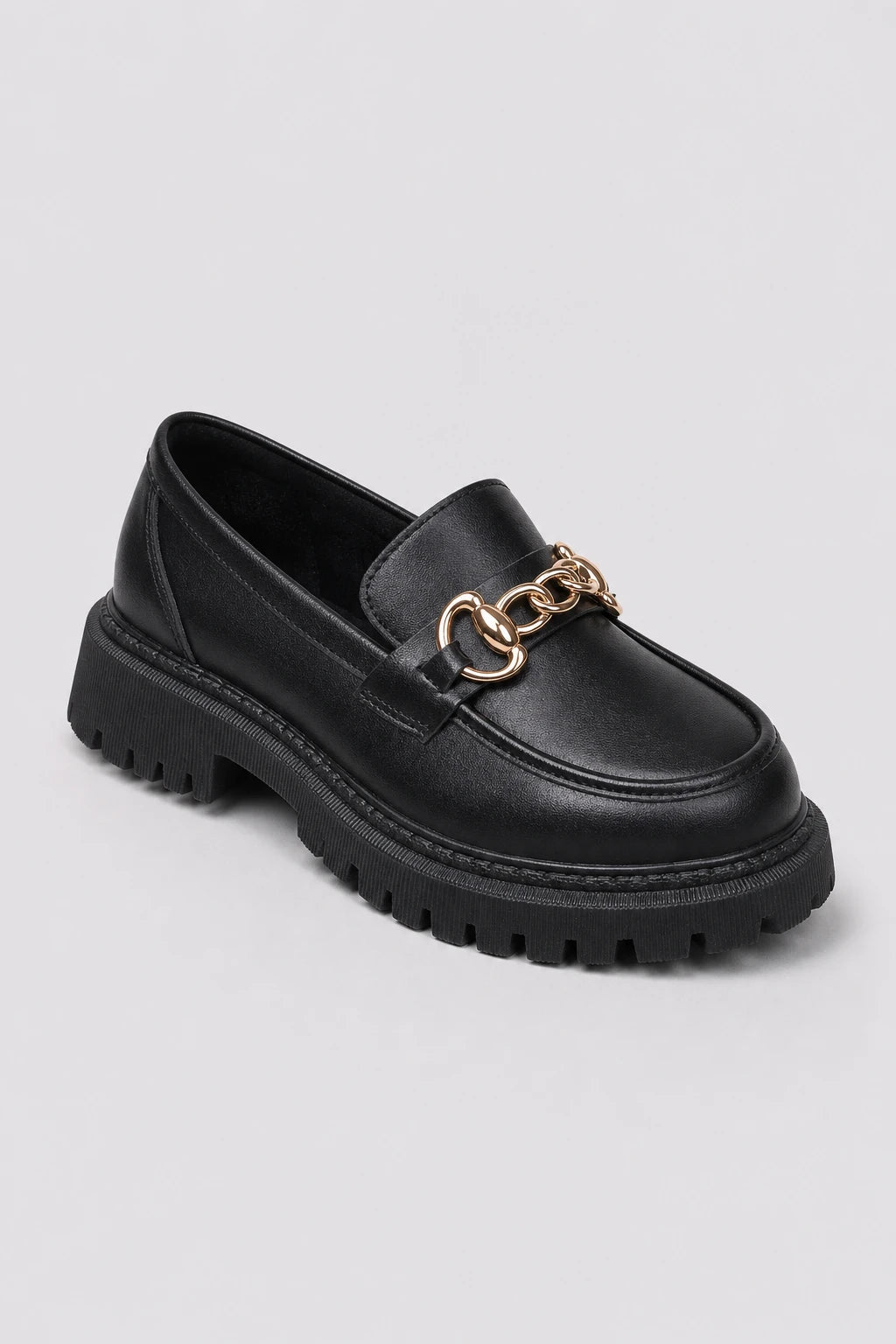 Mocasines Con Plataforma Cadena Dorada