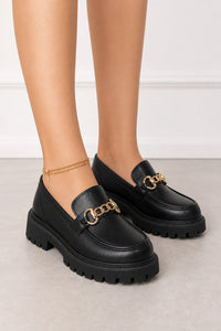 Mocasines Con Plataforma Cadena Dorada