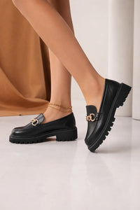 Mocasines Con Plataforma Cadena Dorada