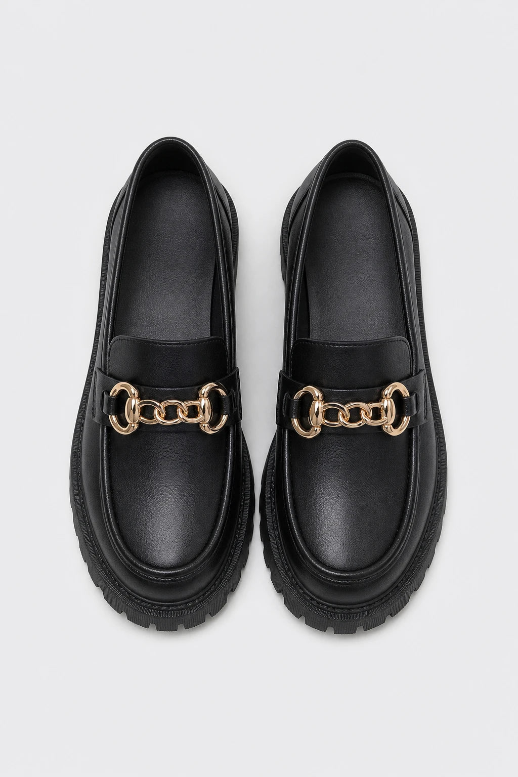 Mocasines Con Plataforma Cadena Dorada