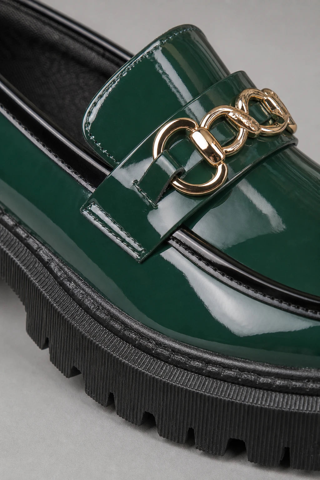 Mocasines Con Plataforma Mujer Charol Verde