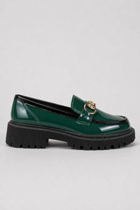 Mocasines Con Plataforma Mujer Charol Verde