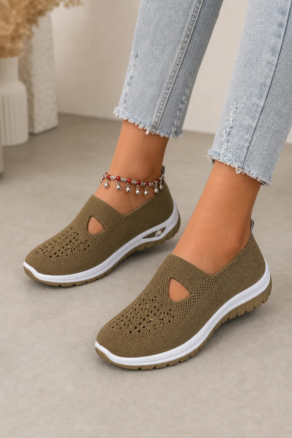 Mocasines De Algodón Sin Cordones De Tejido De Punto