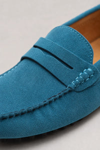 Mocasines Hombre Azules De Gamuza Azul