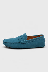 Mocasines Hombre Azules De Gamuza Azul