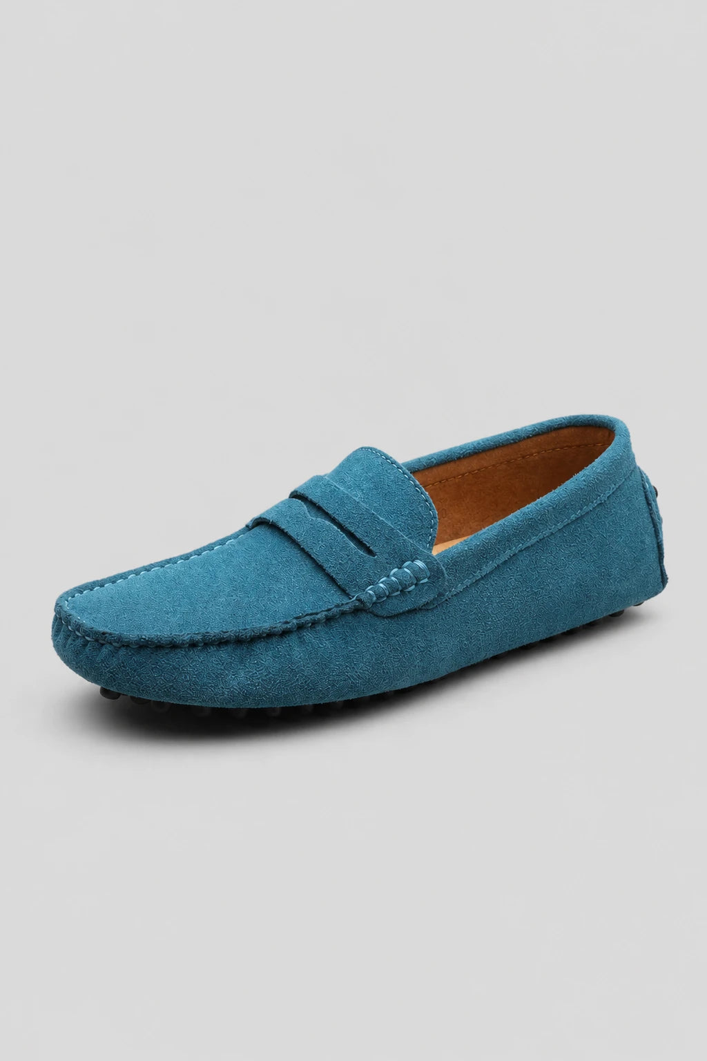Mocasines Hombre Azules De Gamuza Azul