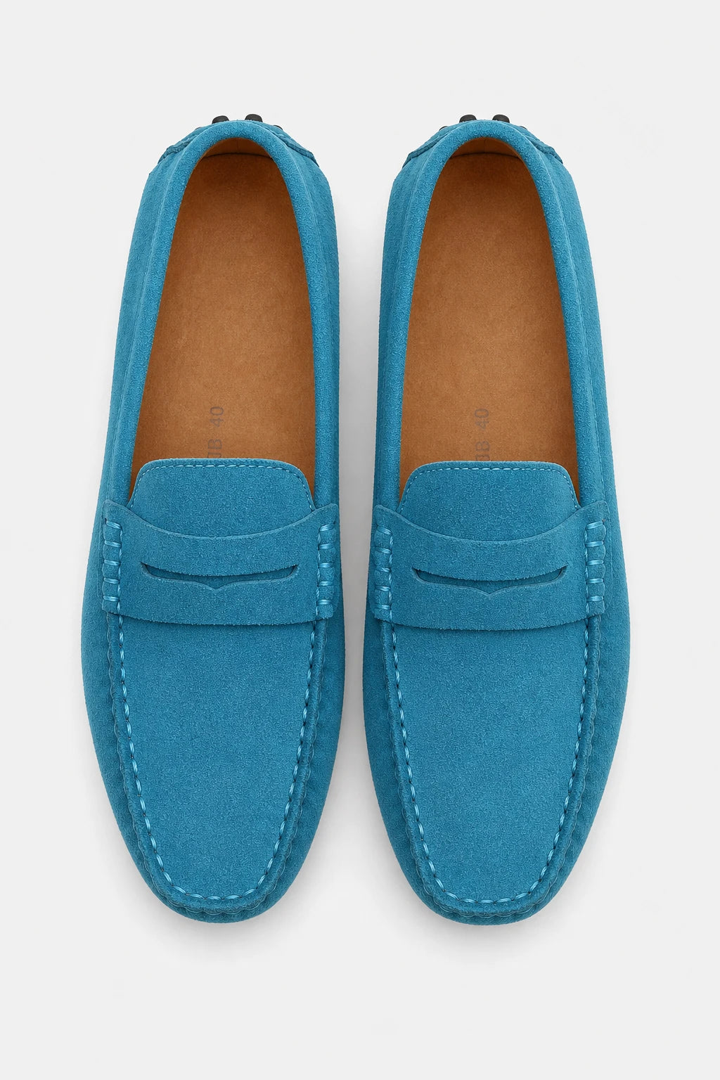Mocasines Hombre Azules De Gamuza Azul
