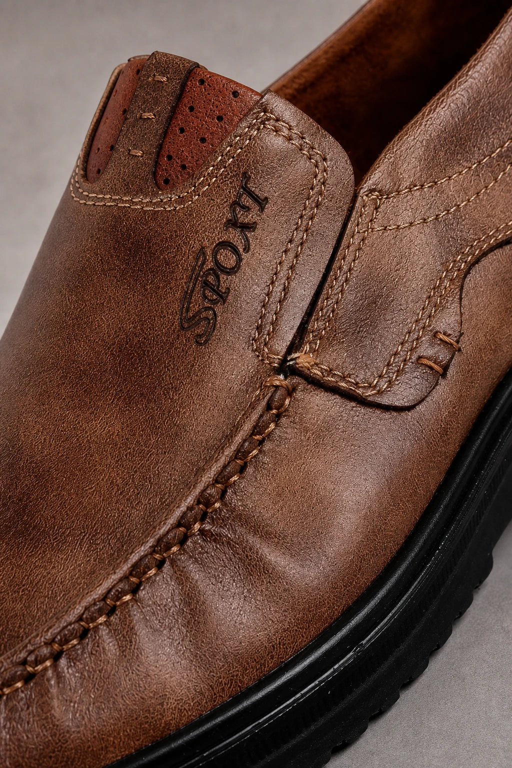 Mocasines Hombre Cuero Sin Cordones