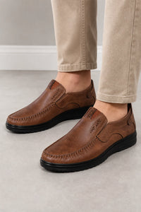 Mocasines Hombre Cuero Sin Cordones
