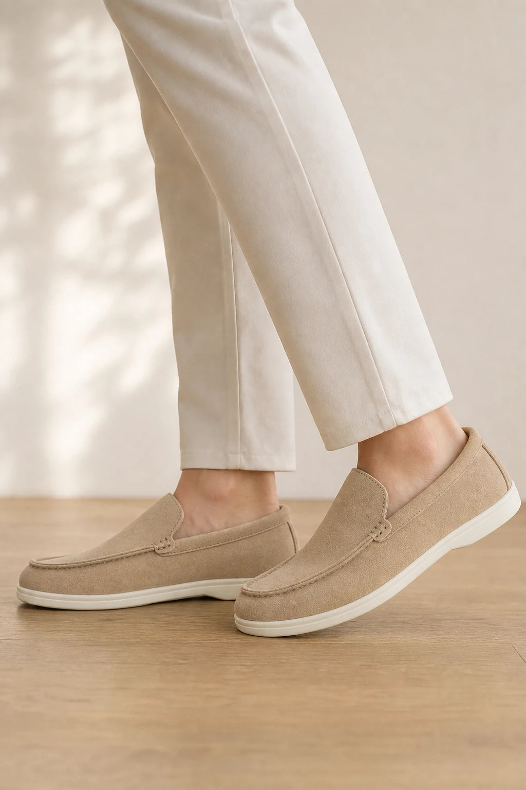 Mocasines Hombre De Ante Sintético Sin Cordones