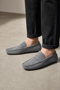 Mocasines Hombre Grises Gamuza Gris